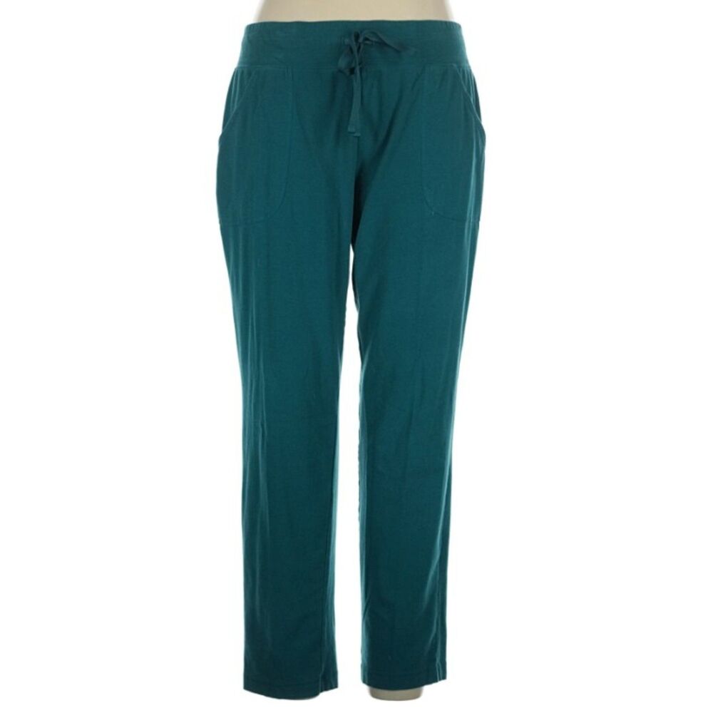 NEW Teal Green Sz XL (16-18) Soft Stretchy Elastic Waist Core Knit Pants Pockets